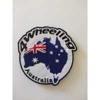 White Round Patch With 4 Wheeling Australia Logo