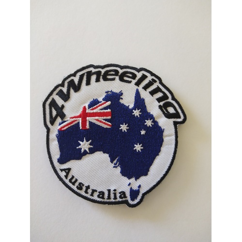 White Round Patch With 4 Wheeling Australia Logo