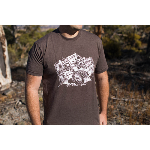 T-Shirt with Landcruiser print. [Colour: Brown] [Size: M]